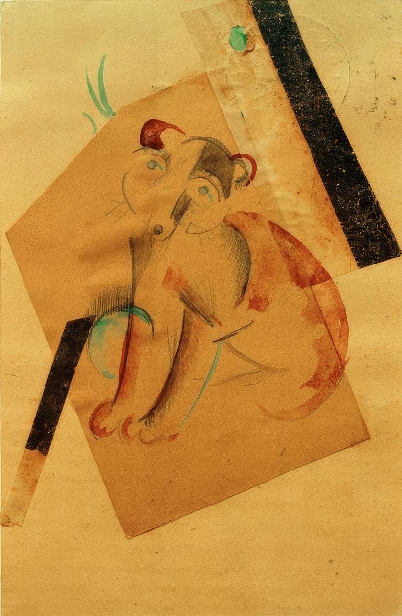 bekleyen köpek by Franz Marc