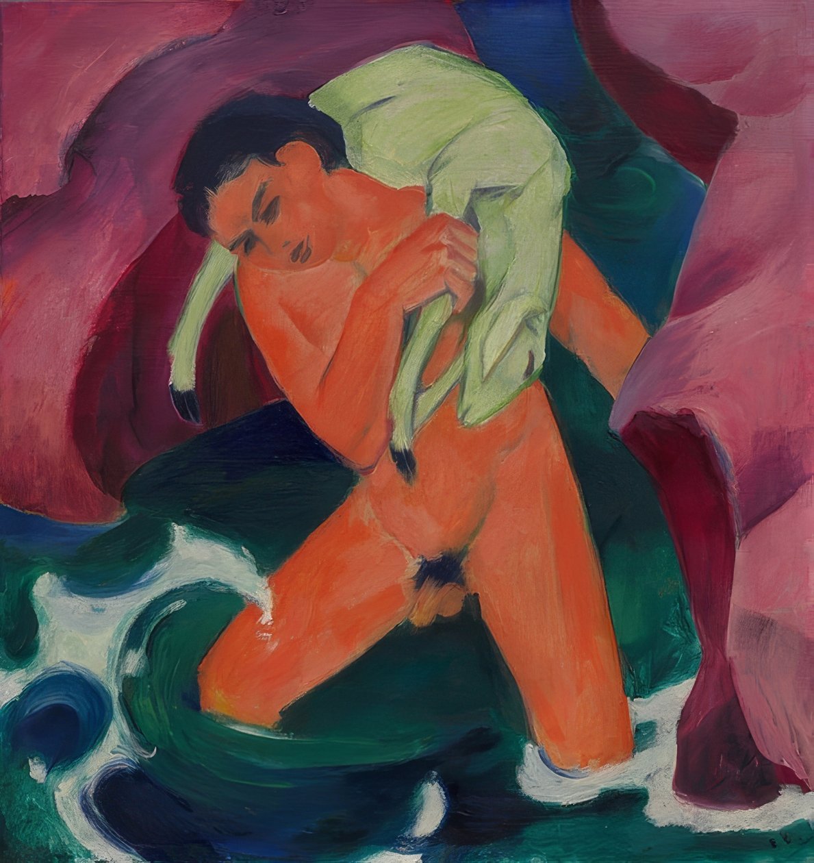 Kuzu olan çocuk. İyi çoban. 1911 by Franz Marc