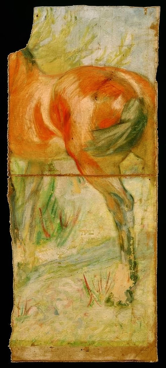 Büyük bir çalı önünde at by Franz Marc