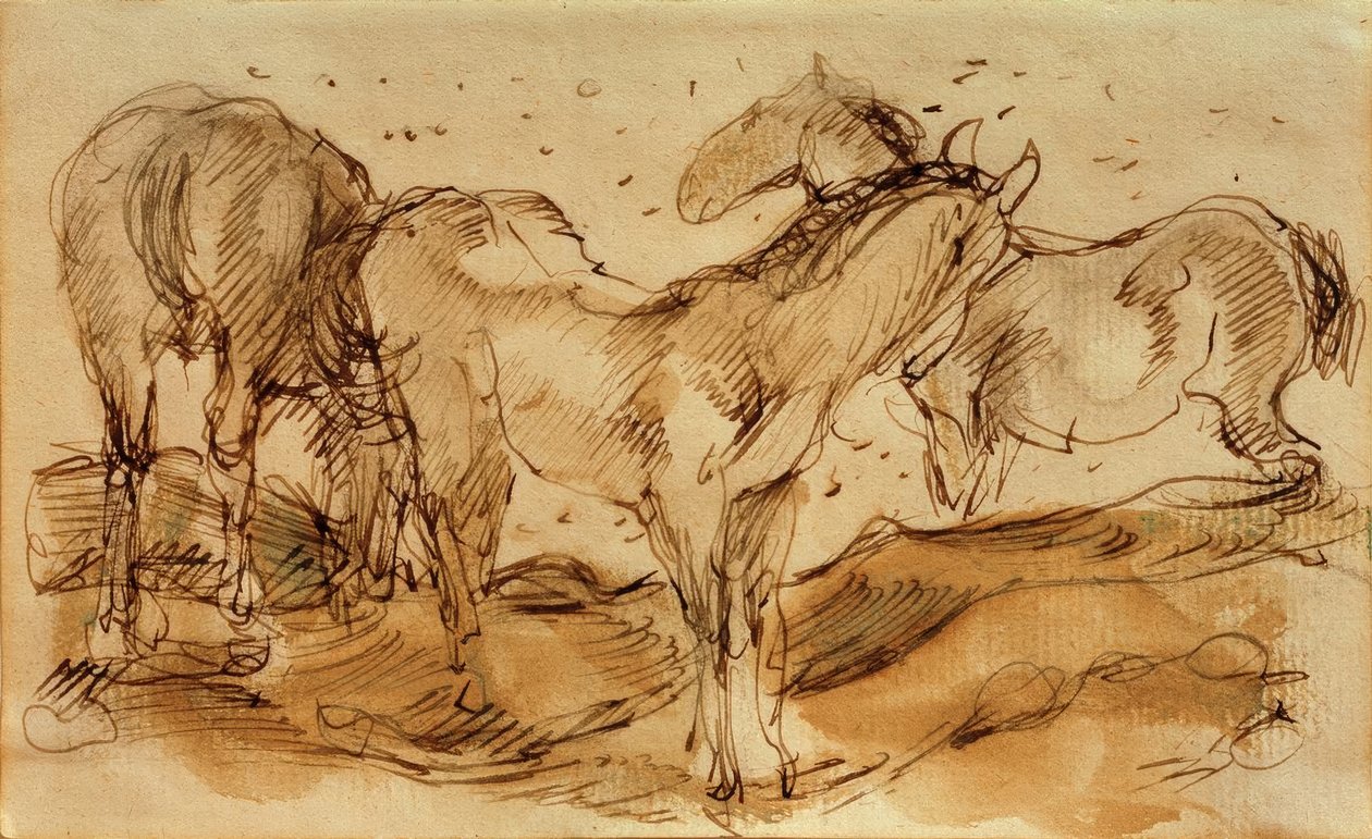 Meradaki atlar by Franz Marc
