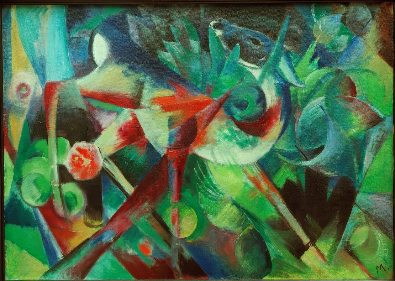 Çiçek bahçesinde geyik by Franz Marc
