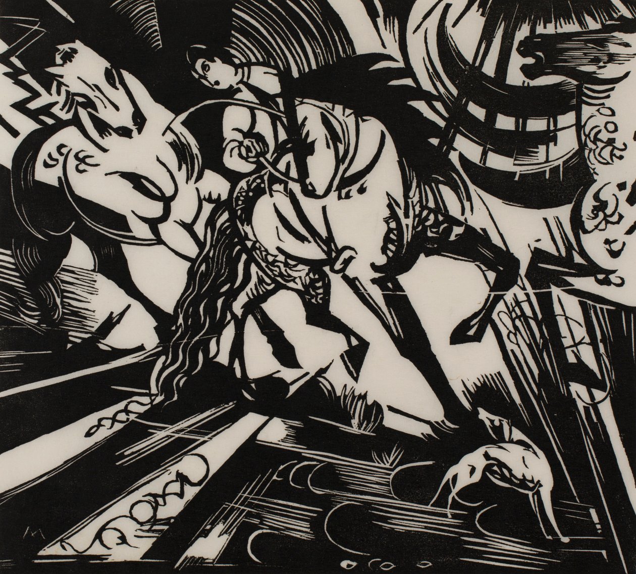 Binicilik okulu by Franz Marc