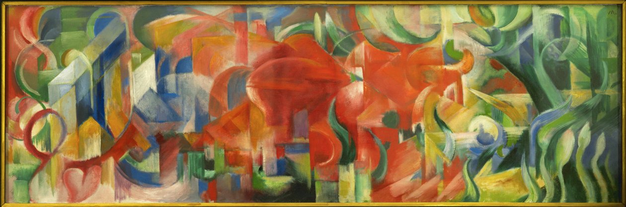 Spielende Formen (tuval üzerine resim) by Franz Marc