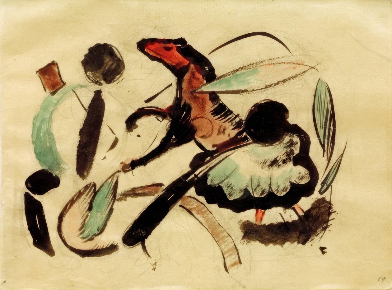 Sebze şekilleri ile at atlama by Franz Marc