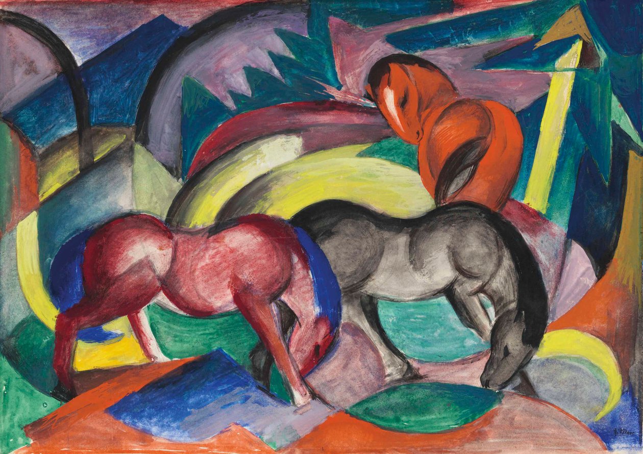 Üç at, 1912. by Franz Marc