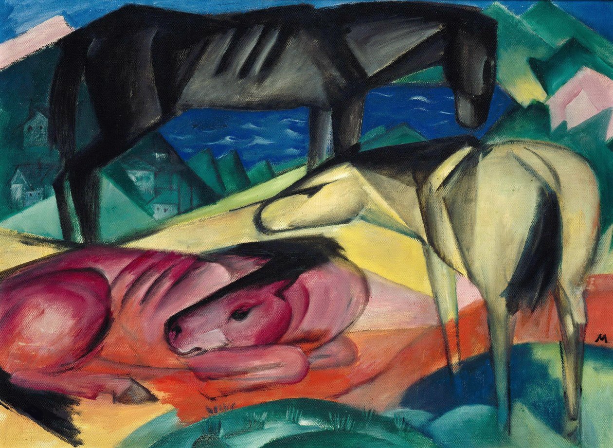 Üç at II, 1913. by Franz Marc