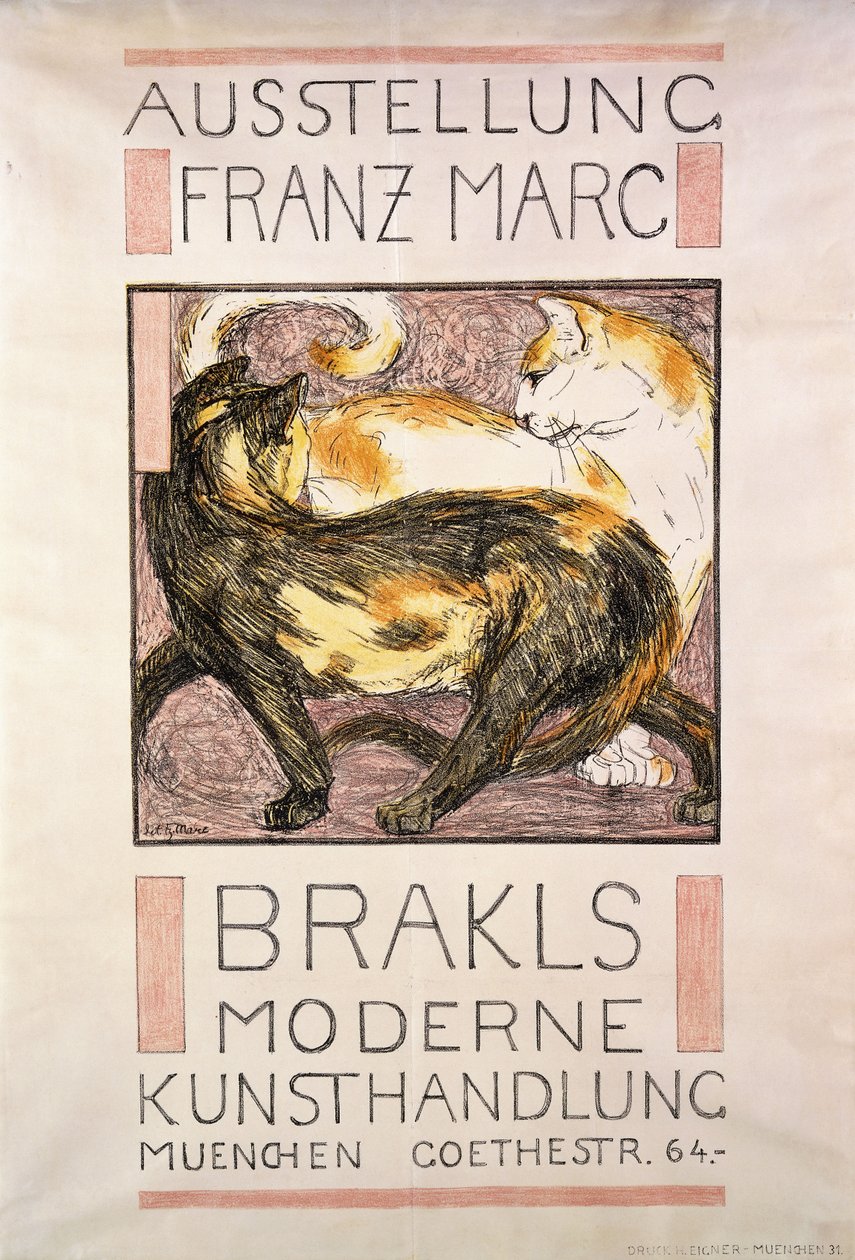 İki Kedi, 1909-10 by Franz Marc
