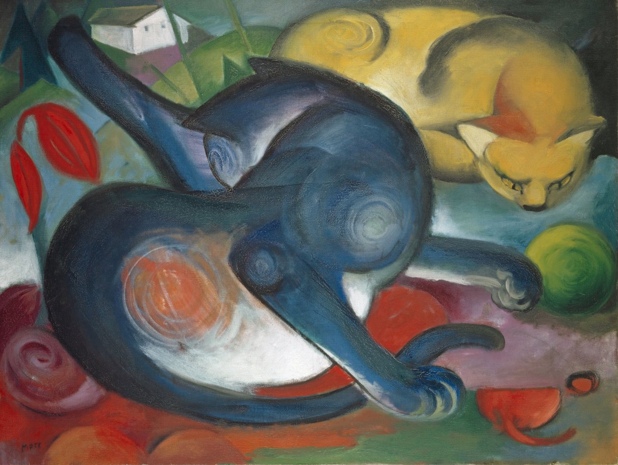 İki Kedi, Mavi ve Sarı, 1912. by Franz Marc