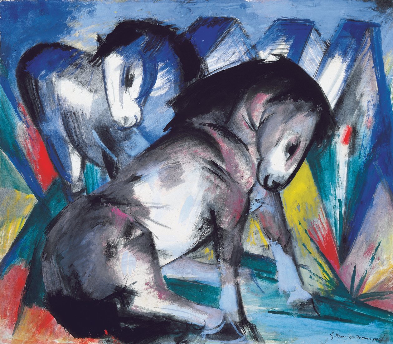 İki At, 1913 by Franz Marc