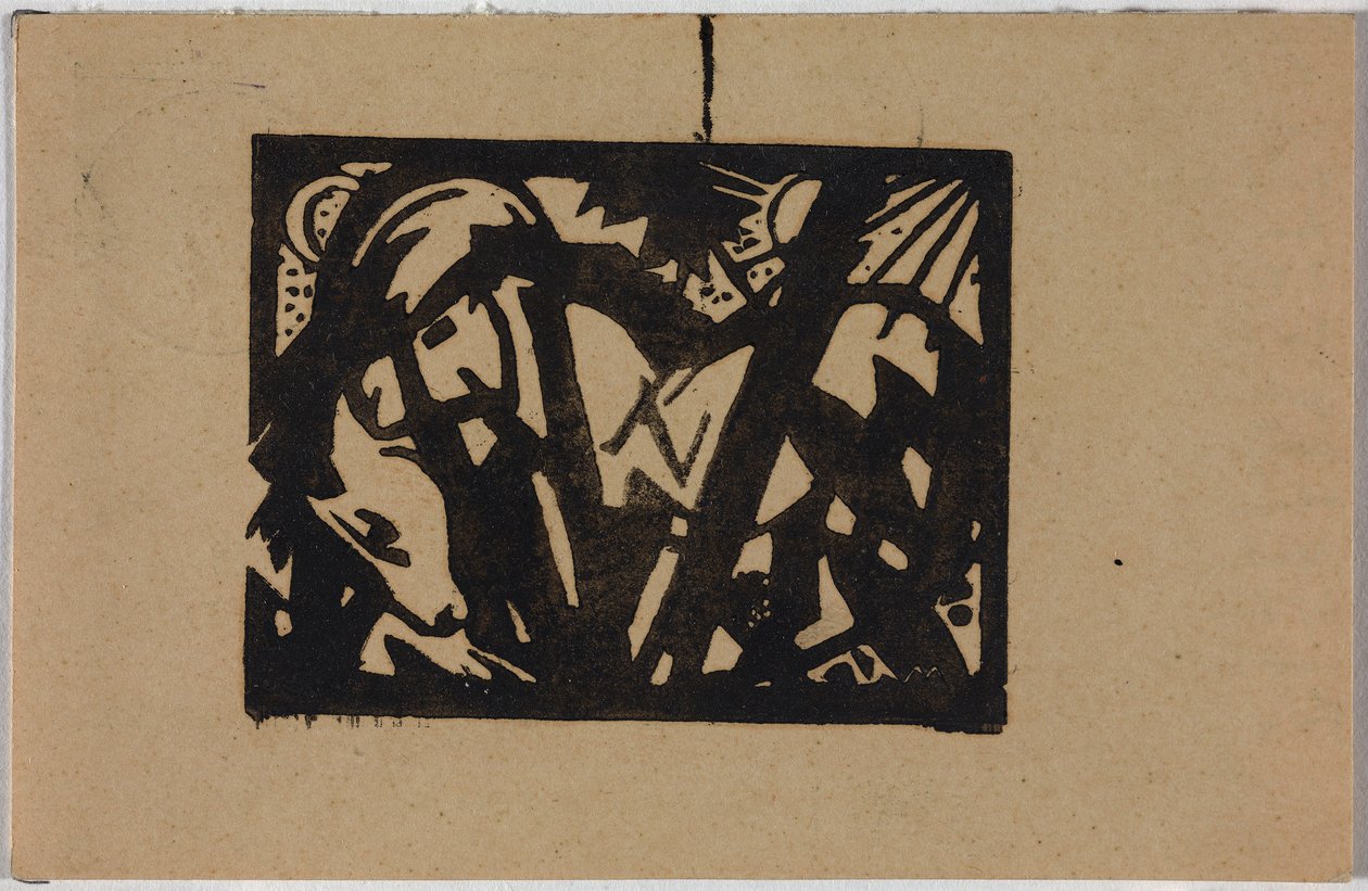 Vahşi at, Sindelsdorf'tan Münih'teki Wassily Kandinsky'ye kartpostal by Franz Marc