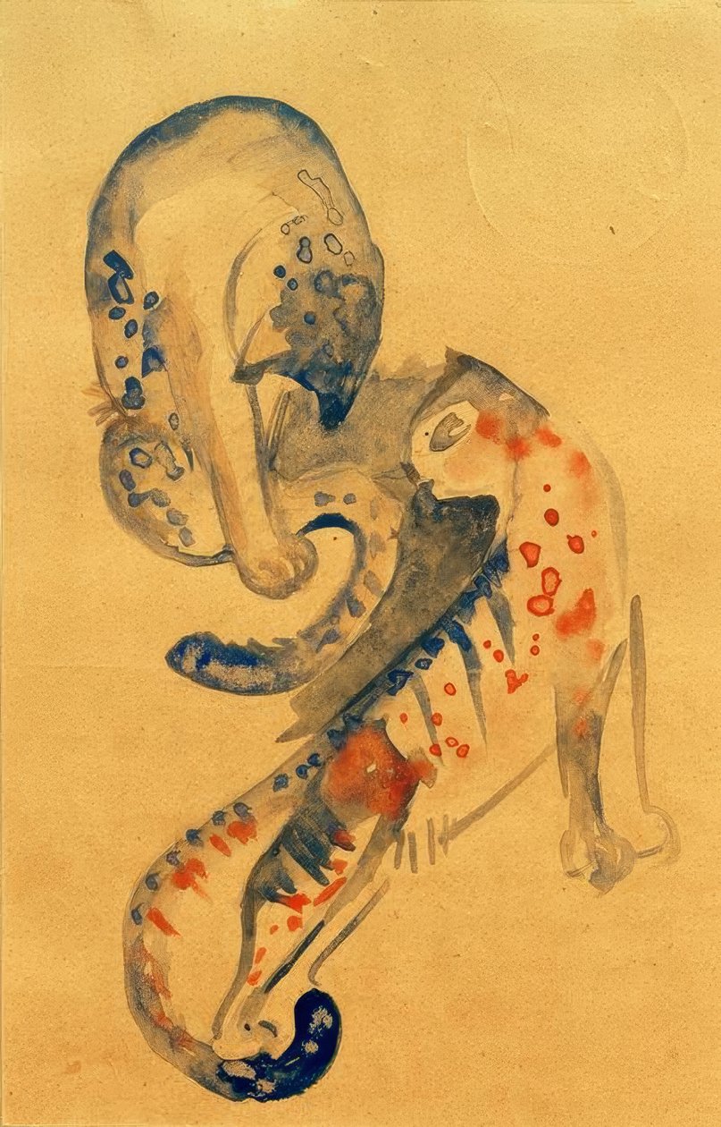 iki büyük kedi by Franz Marc