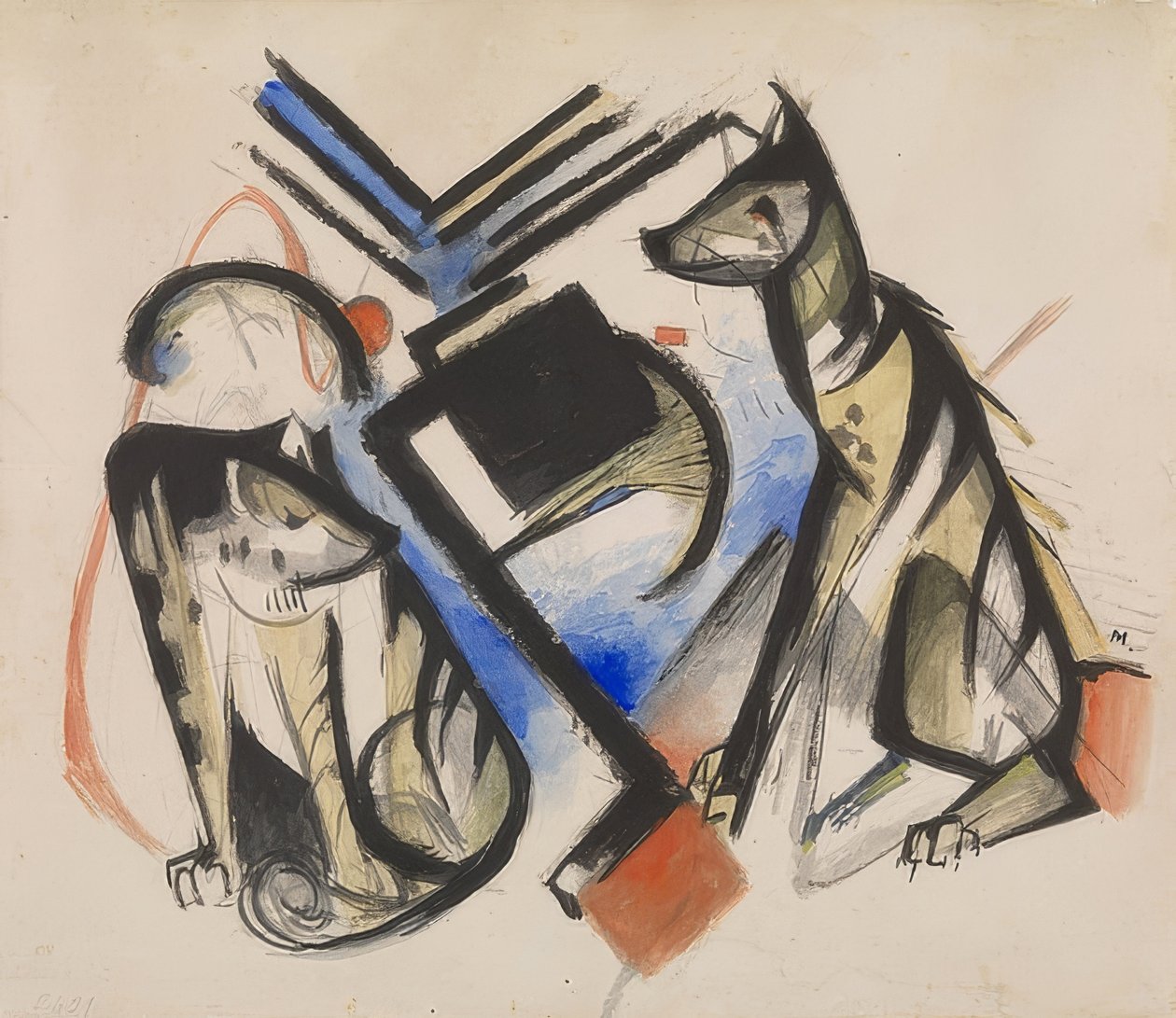 İki kurt. 1913 by Franz Marc