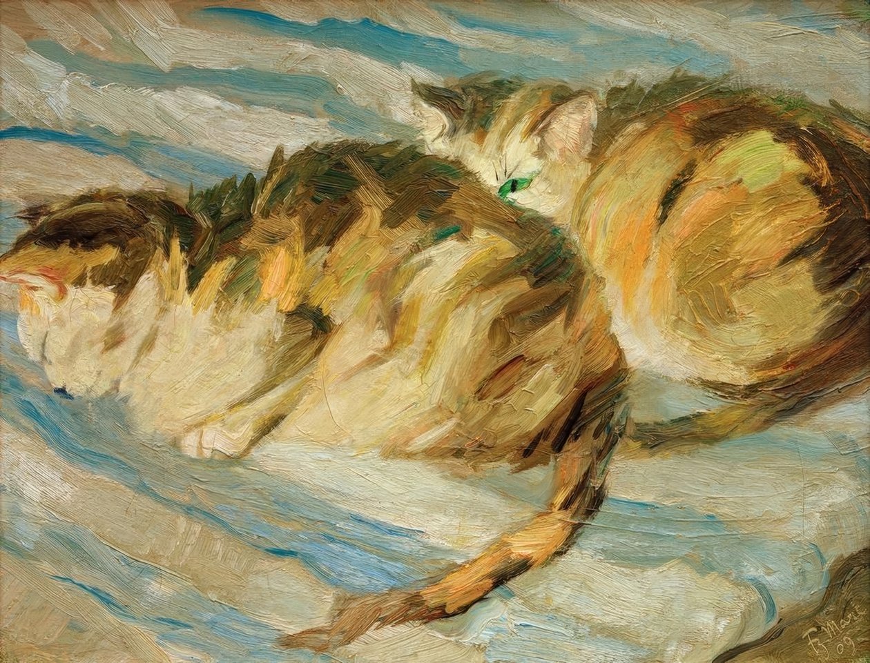 İki gri kedi (kedi çalışması II) by Franz Marc