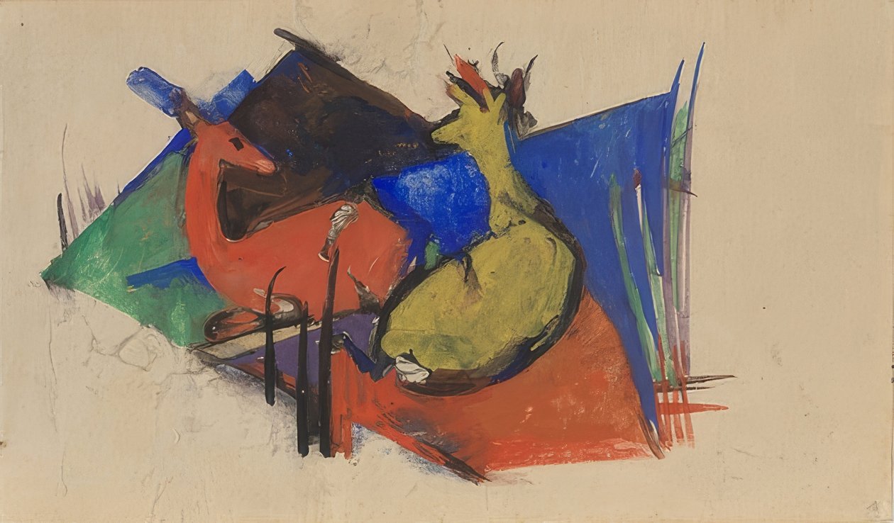 İki yalancı geyik. 1912-13 by Franz Marc