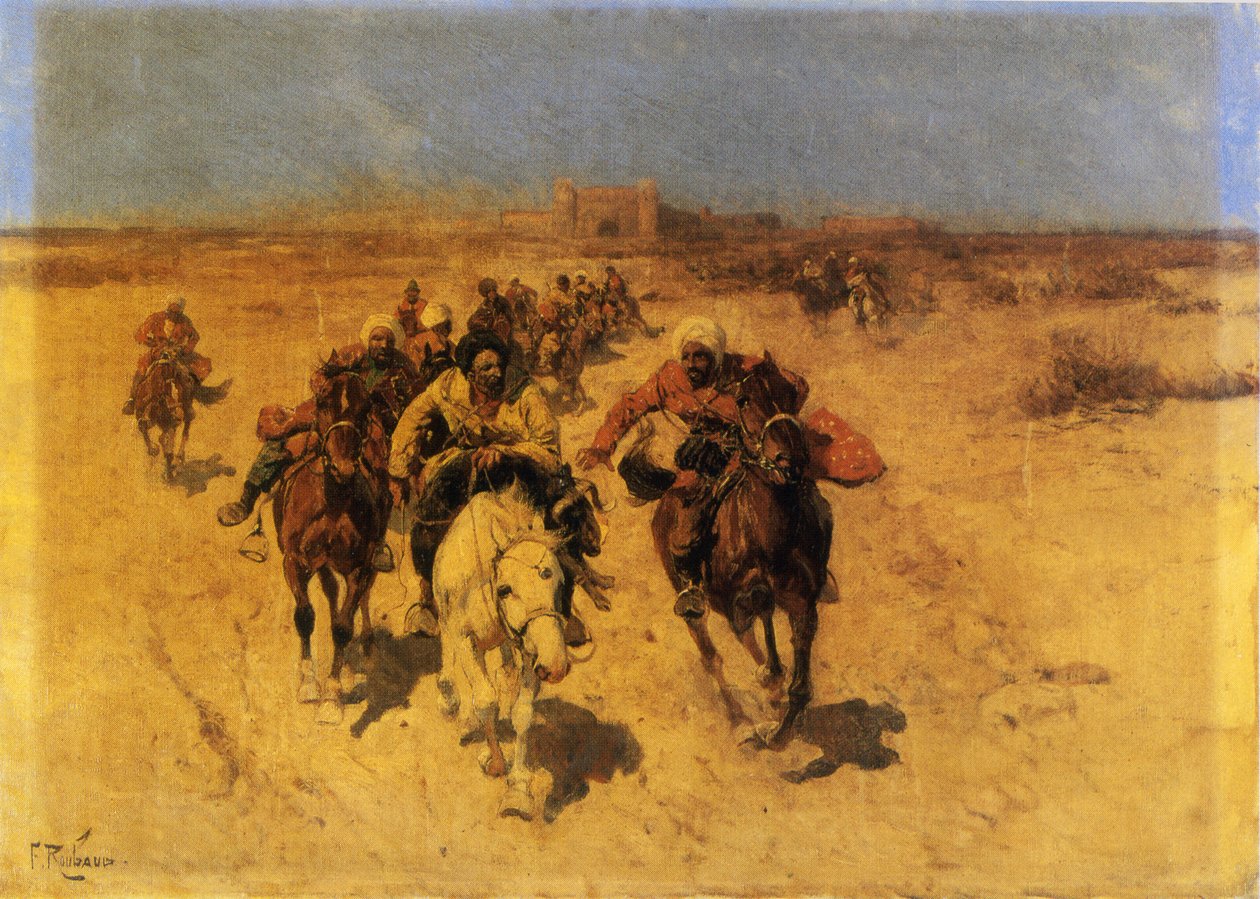Araplar at sırtında by Franz Roubard