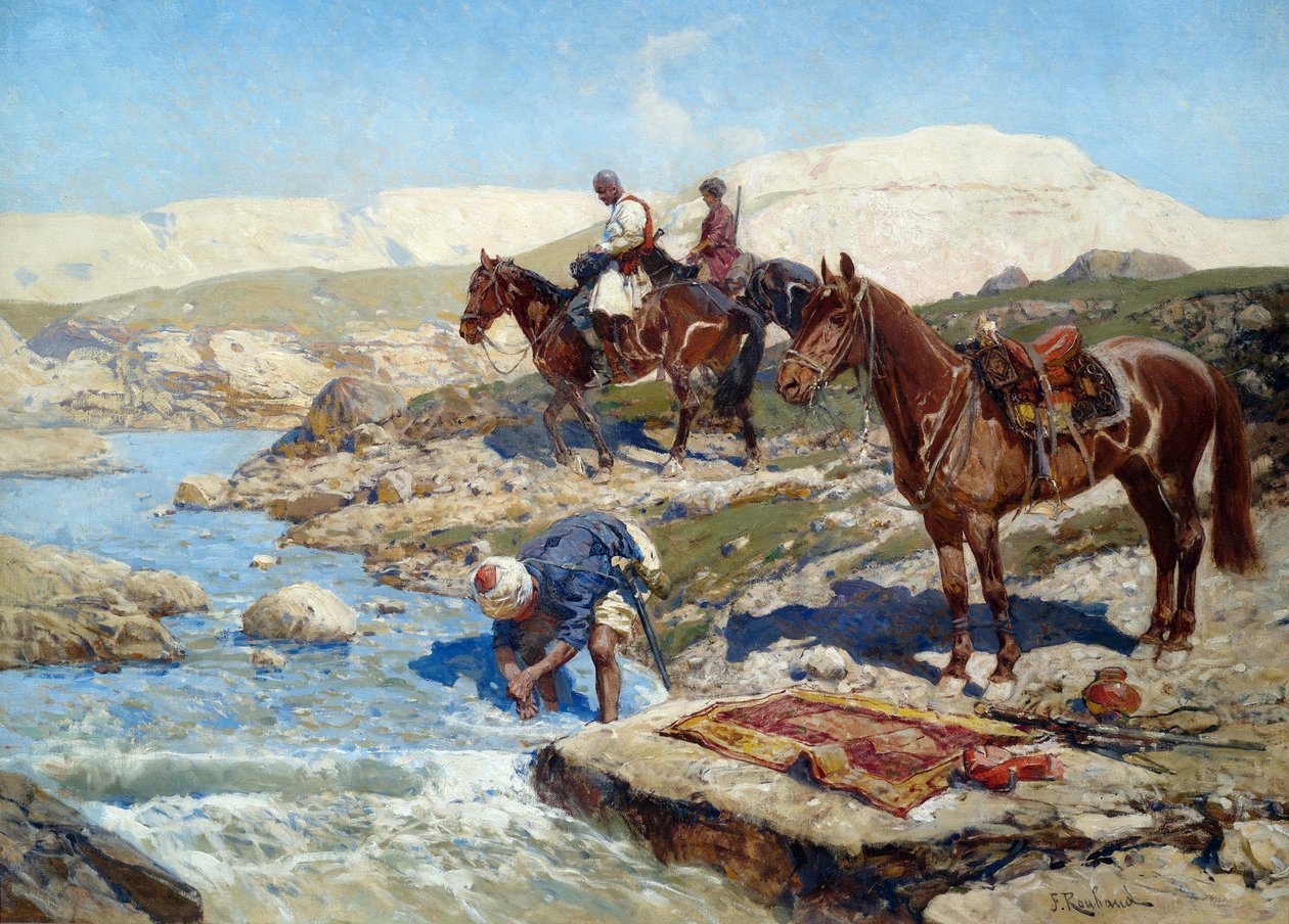 Nehri Geçen Çerkes Atlıları by Franz Roubaud