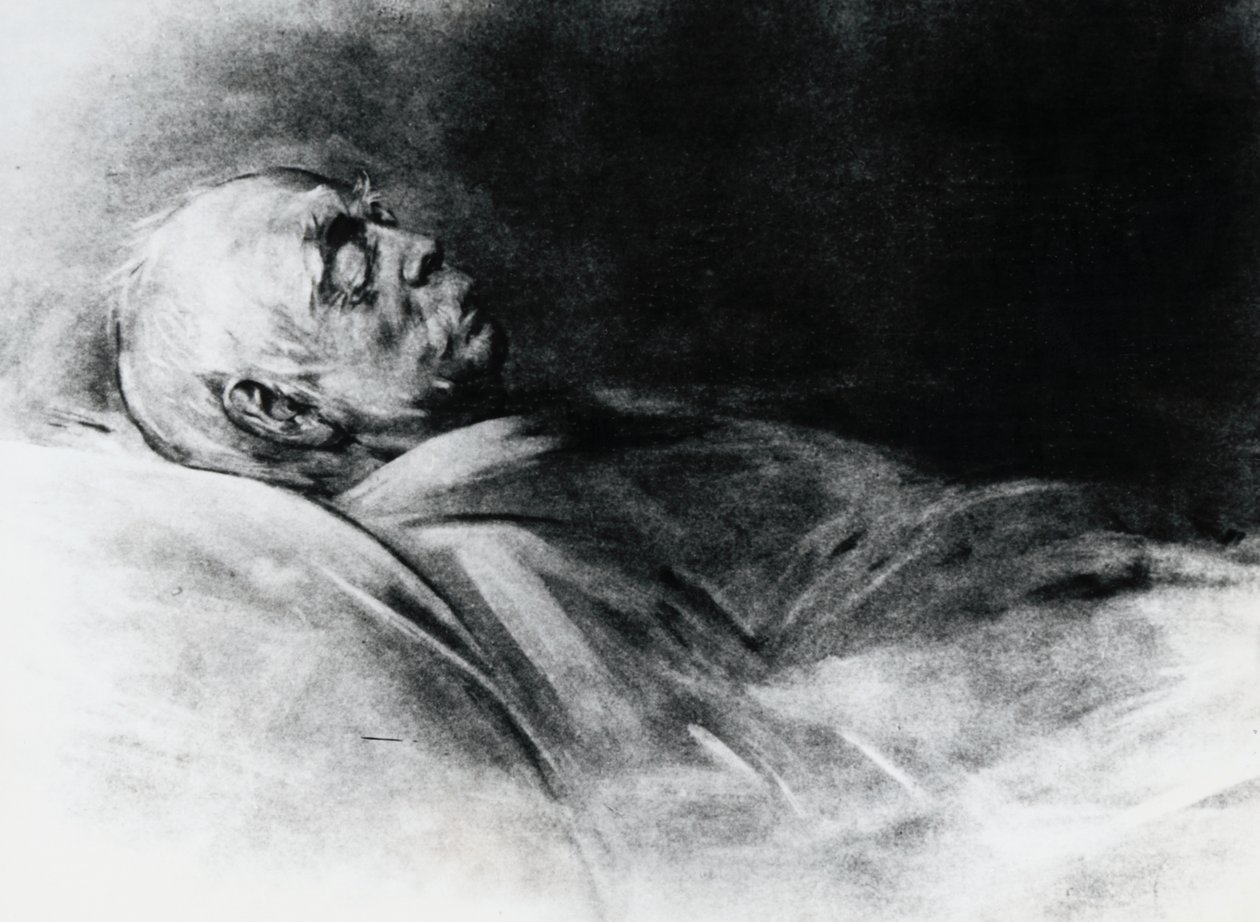 Otto von Bismarck (1815-1898) ölüm döşeğinde by Franz Seraph von Lenbach