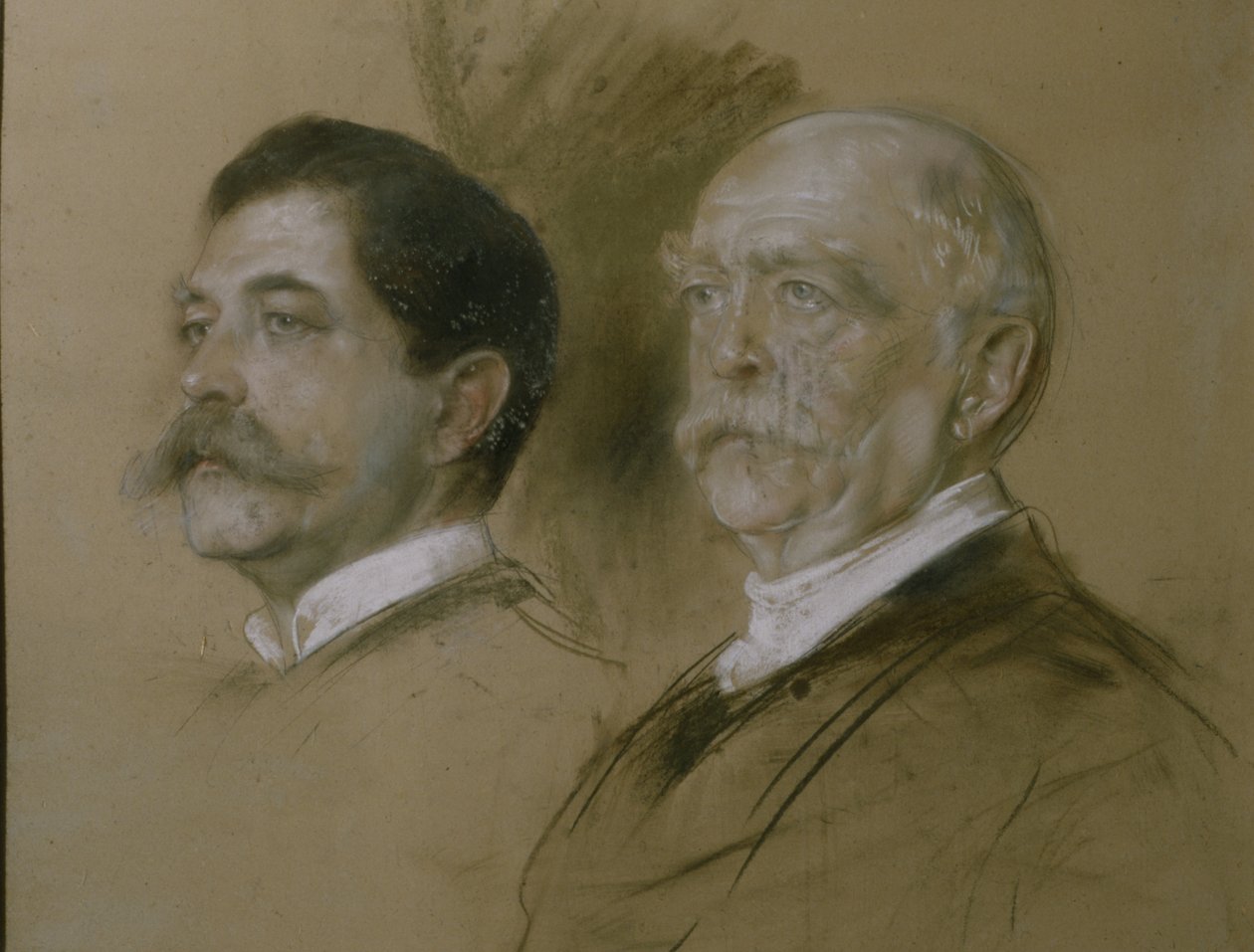 Otto von Bismarck ve Oğlu Herbert, 1860-90, 1892 Dışişleri Bakanlığı Devlet Sekreteri (kağıt üzerinde karakalem) by Franz Seraph von Lenbach