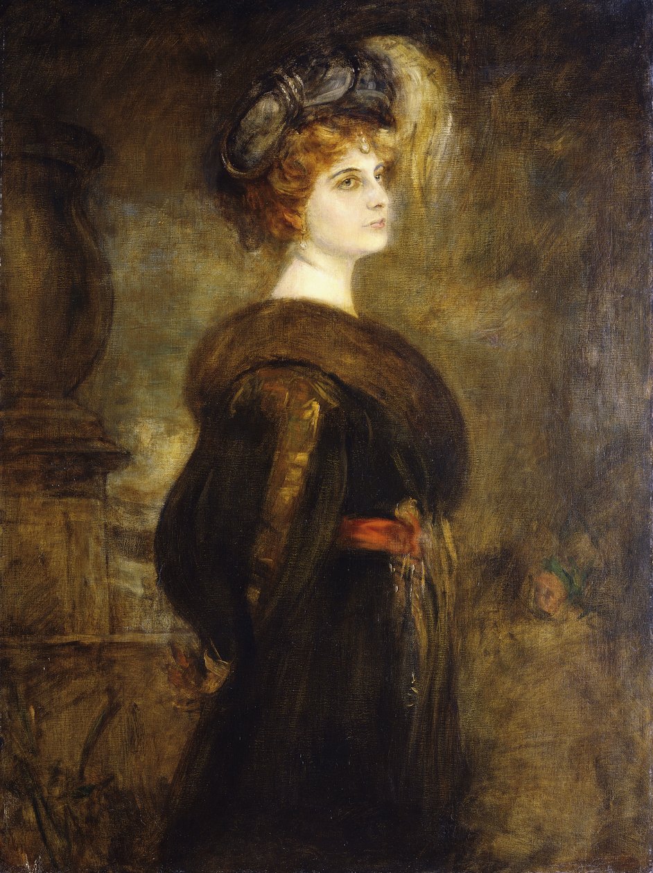 Dörtte üç boyunda duran bir Hanımefendinin Portresi, by Franz Seraph von Lenbach