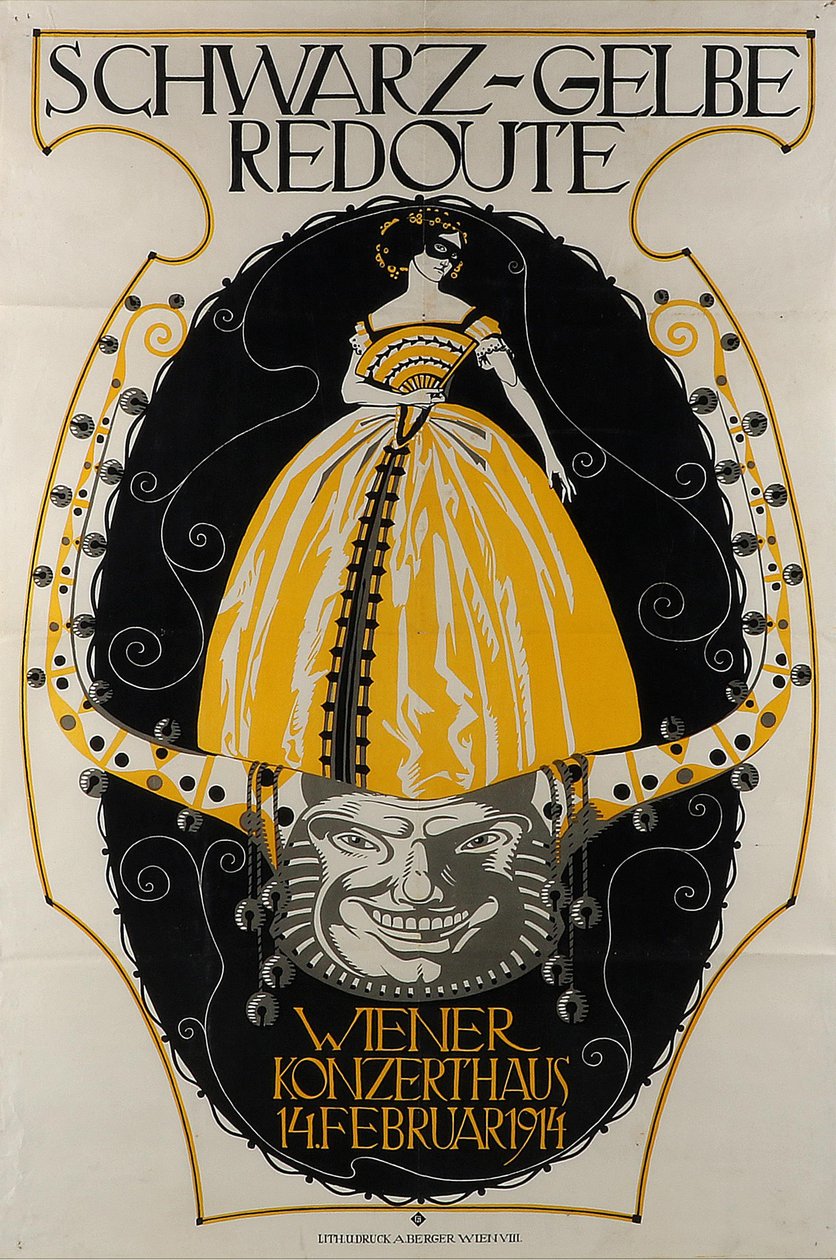 Siyah ve Sarı Redoute Wiener Konzerthaus, 1914. by Franz Wacik