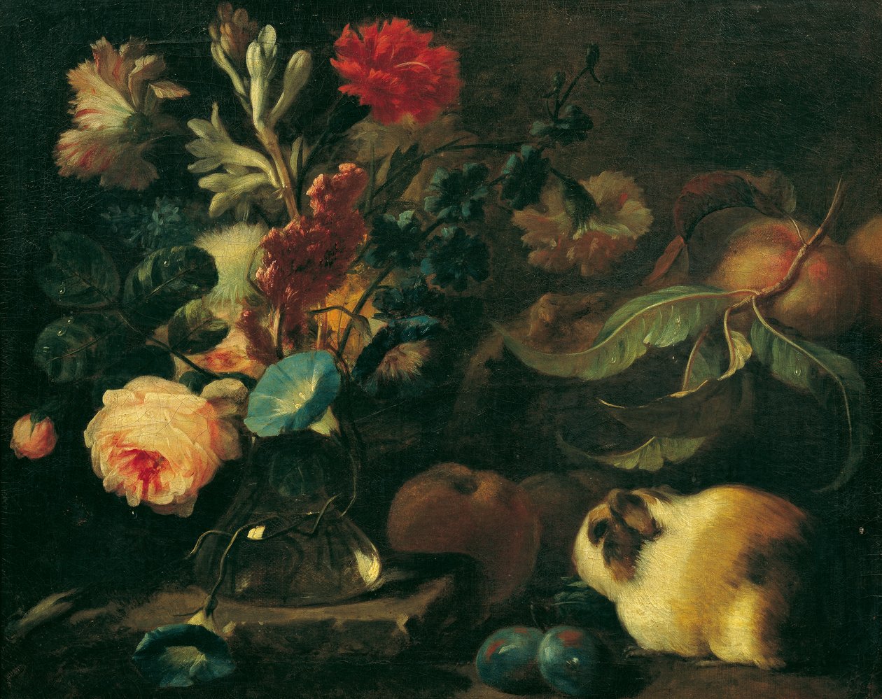 Kobaylar, çiçekler ve meyveler ile natürmort by Franz Werner Tamm