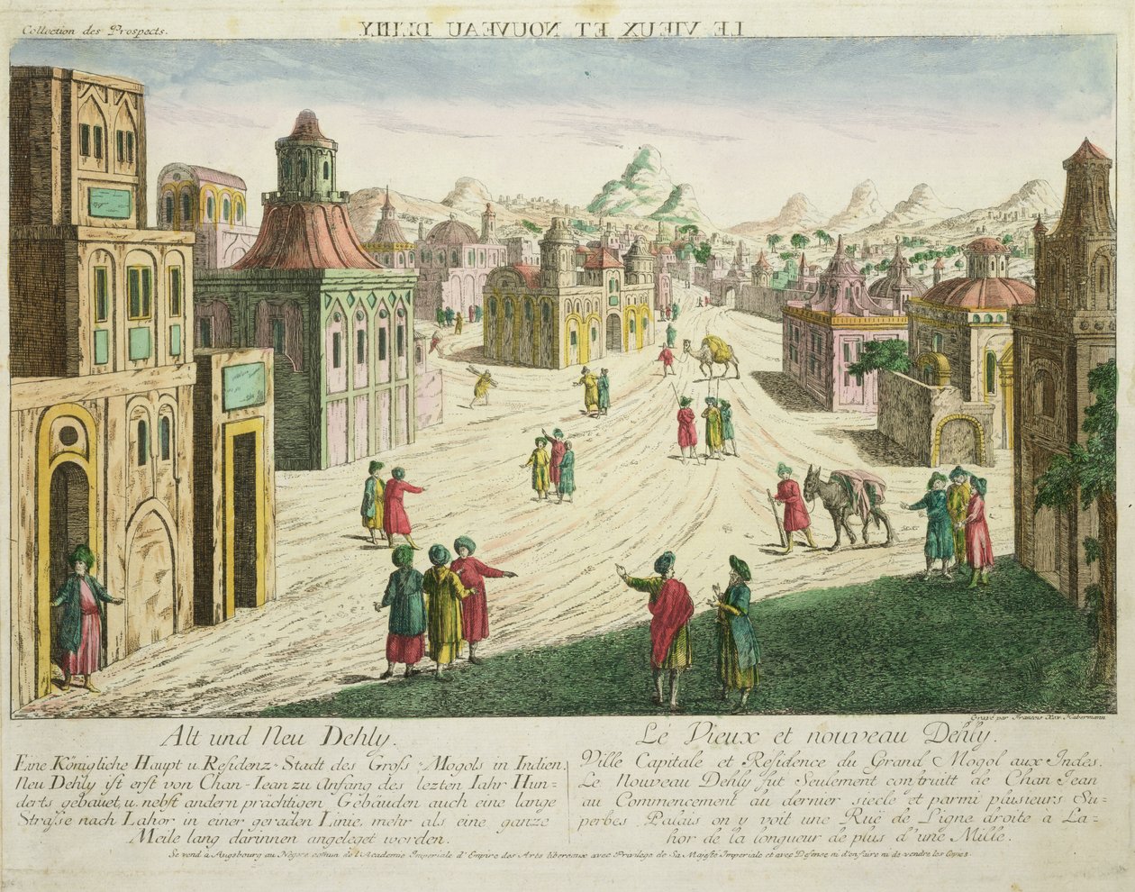 Eski ve Yeni Delhi (aquatint) by Franz Xaver Habermann