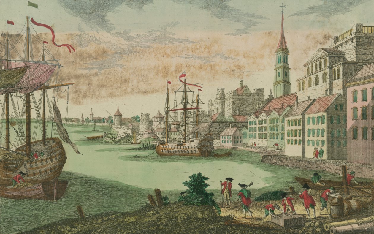 Hraðbátur sem fer framhjá Sagaing by Franz Xaver Habermann