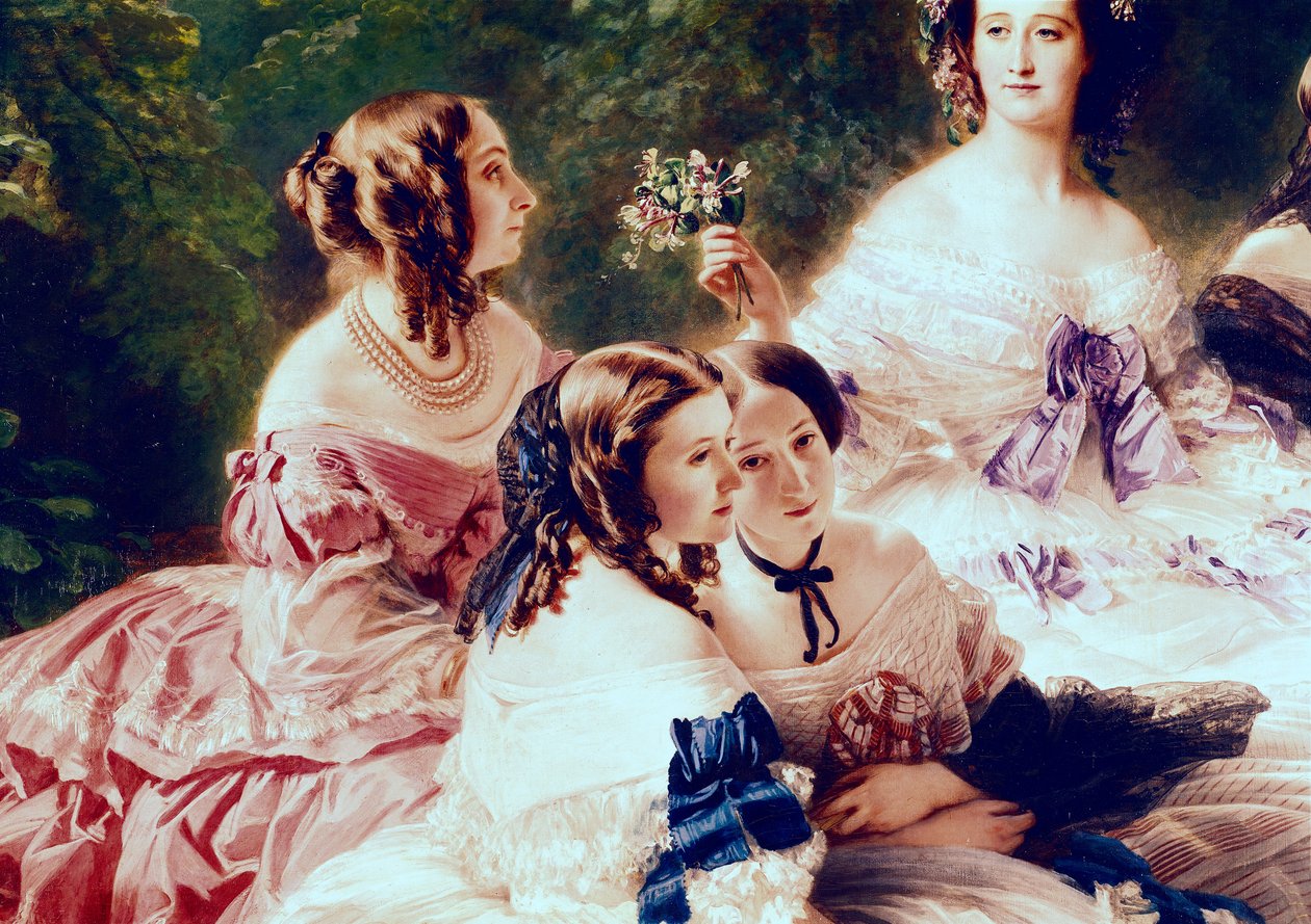 İmparatoriçe Eugenie (1826-1920) ve Bekleyen Hanımları, Essling Prensesi, Pierres Baronesi ve Lezay-Marnesia Vikontesi