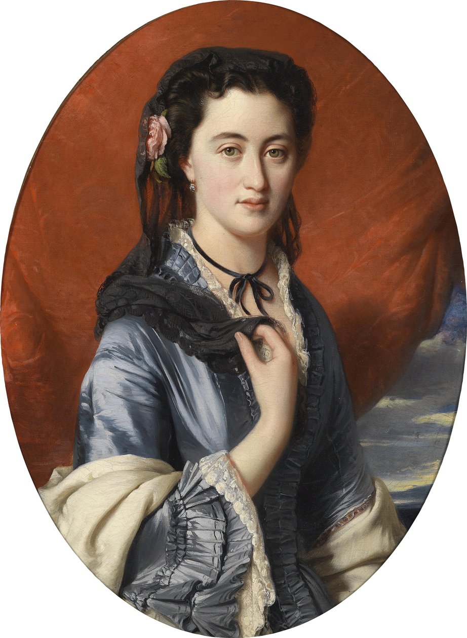 Kontes Varvara Vasilievna Musina Pouchkina - Kontes Varvara Musina-Pushkina'nın Portresi (1832-1885) - Winterhalter, Franz Xavier (1805-1873) - 1864 - Tuval üzerine yağlı boya - 81x60 - Özel Koleksiyon by Franz Xaver Winterhalter
