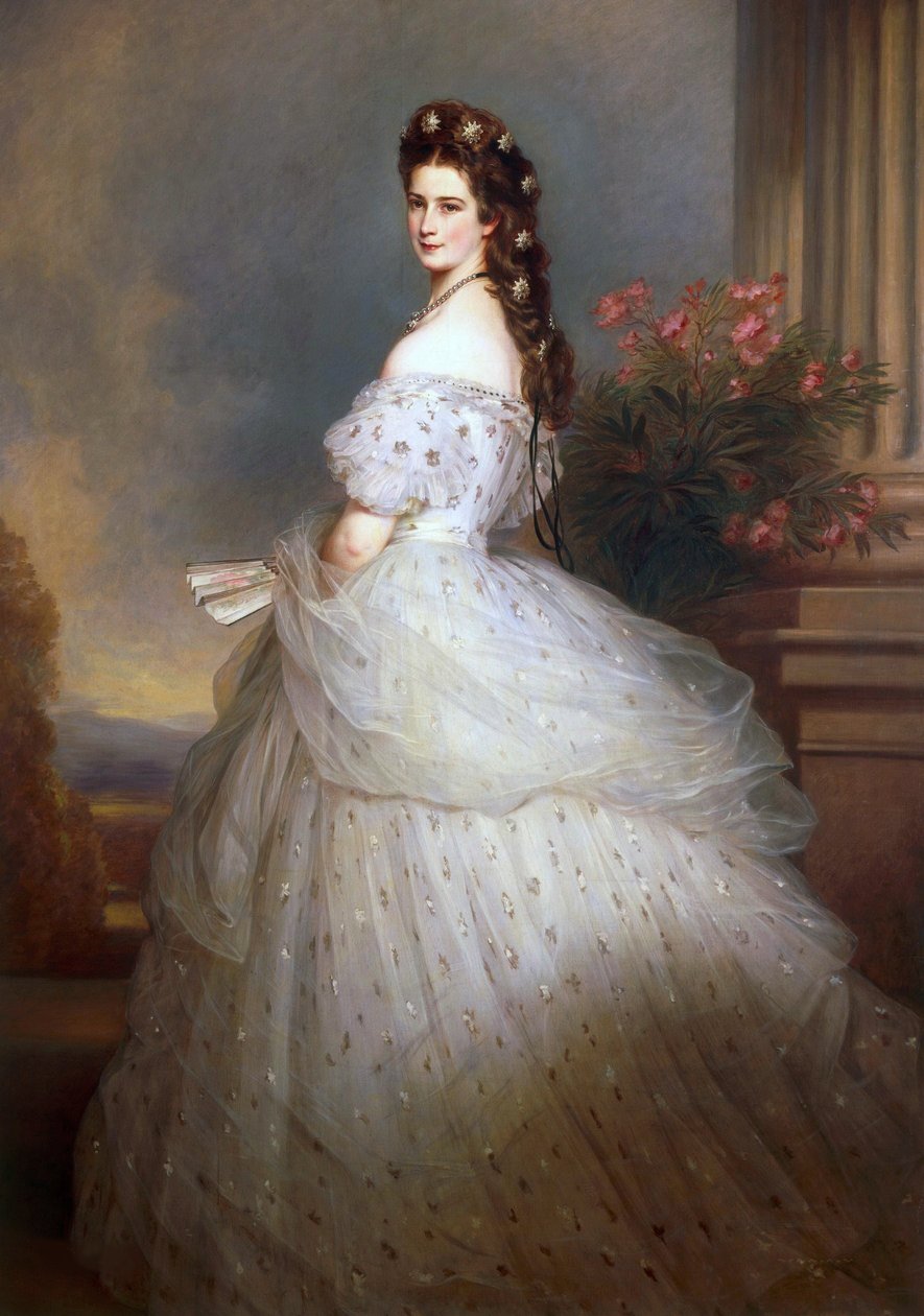 Avusturya İmparatoriçesi Elisabeth, saçında elmas yıldızlarla - Saçında elmas yıldızlarla Avusturya İmparatoriçesi Elisabeth, Winterhalter, Franz Xavier (1805-1873). tuval üzerine yağlıboya by Franz Xaver Winterhalter