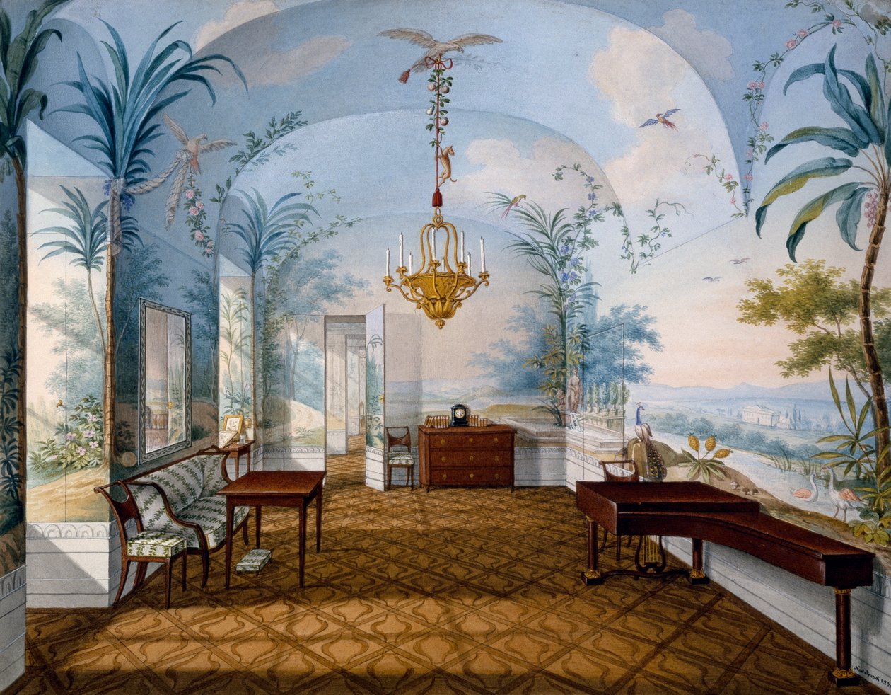 Resim salonu, Marian Hall olarak bilinen Schoenbrunn Sarayı by Franz Xavier Nachtmann