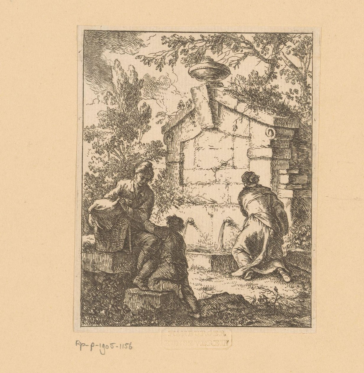 Üç gezgin bir harabeden su getiriyor Capricci Fatti (dizi adı) by Franz de Paula Ferg