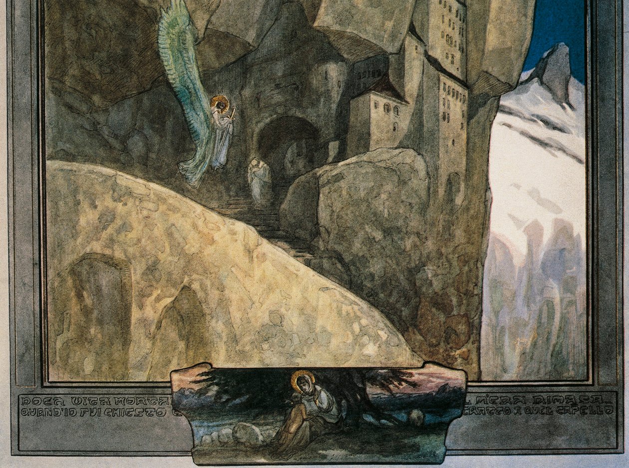 Avusturya, Viyana, Franz von Bayros'un Dante Alighieri'nin İlahi Komedyası (Cennet, Şarkı XXI) illüstrasyonu, detay by Franz von (1866 1924) Bayros