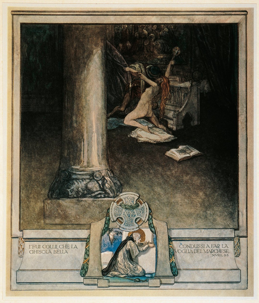 Avusturya, Viyana, Dante Alighieri'nin İlahi Komedyası (Cehennem, Şarkı XVIII) çizimi, Franz von Bayros by Franz von (1866 1924) Bayros