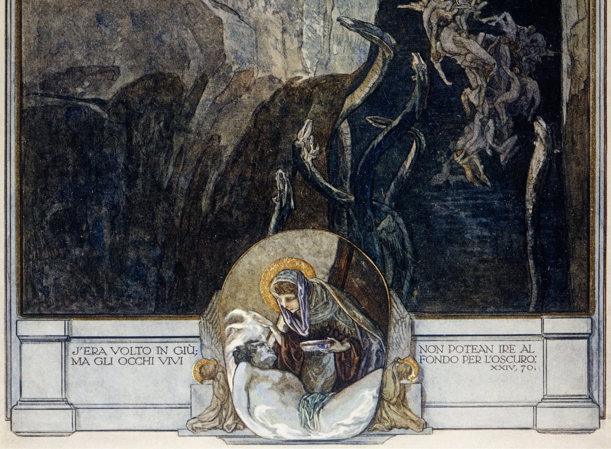 Avusturya, Viyana, Franz von Bayros'un Dante Alighieri'nin İlahi Komedyası (Cehennem, Şarkı XXIV) çizimi, detay by Franz von (1866 1924) Bayros