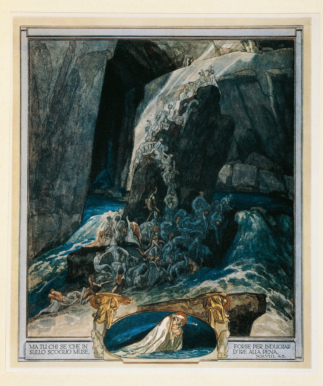 Avusturya, Viyana, Franz von Bayros'un Dante Alighieri'nin İlahi Komedyası (Cehennem, Şarkı XXVIII) çizimi by Franz von (1866 1924) Bayros