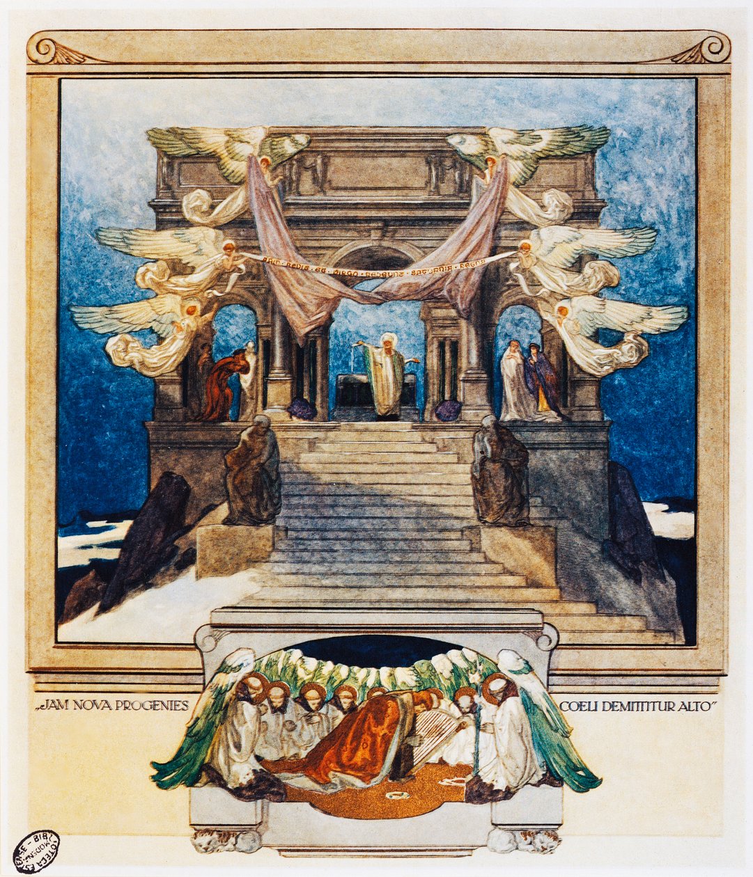 Ve yeni nesil cennetten iner, Verse 72, Purgatorio, Canto XXII, İlahi Komedya, Dante Alighieri (1265-1325), çizim Franz Von Bayros (1866-1924), Viyana by Franz von  Bayros