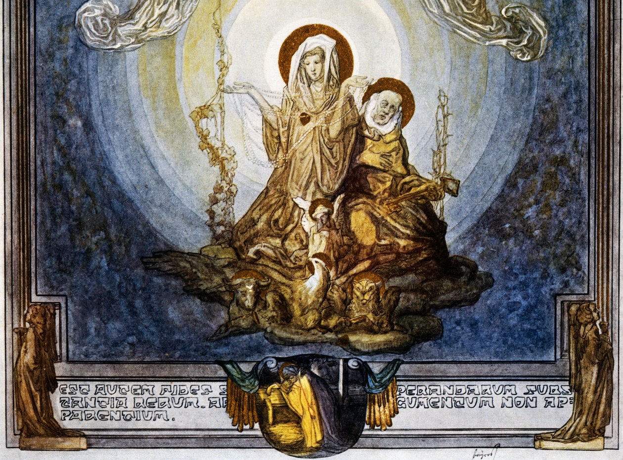 İnanç, umduğumuz şeylerin özüdür, Ve görülmeyenlerin kanıtıdır, Ve bu bana onun mahiyeti gibi görünüyor, canto XXIV, Heaven, Divine Comedy, Dante Alighieri, illüstrasyon Franz von Bayros (1866-1924), Viyana by Franz von  Bayros