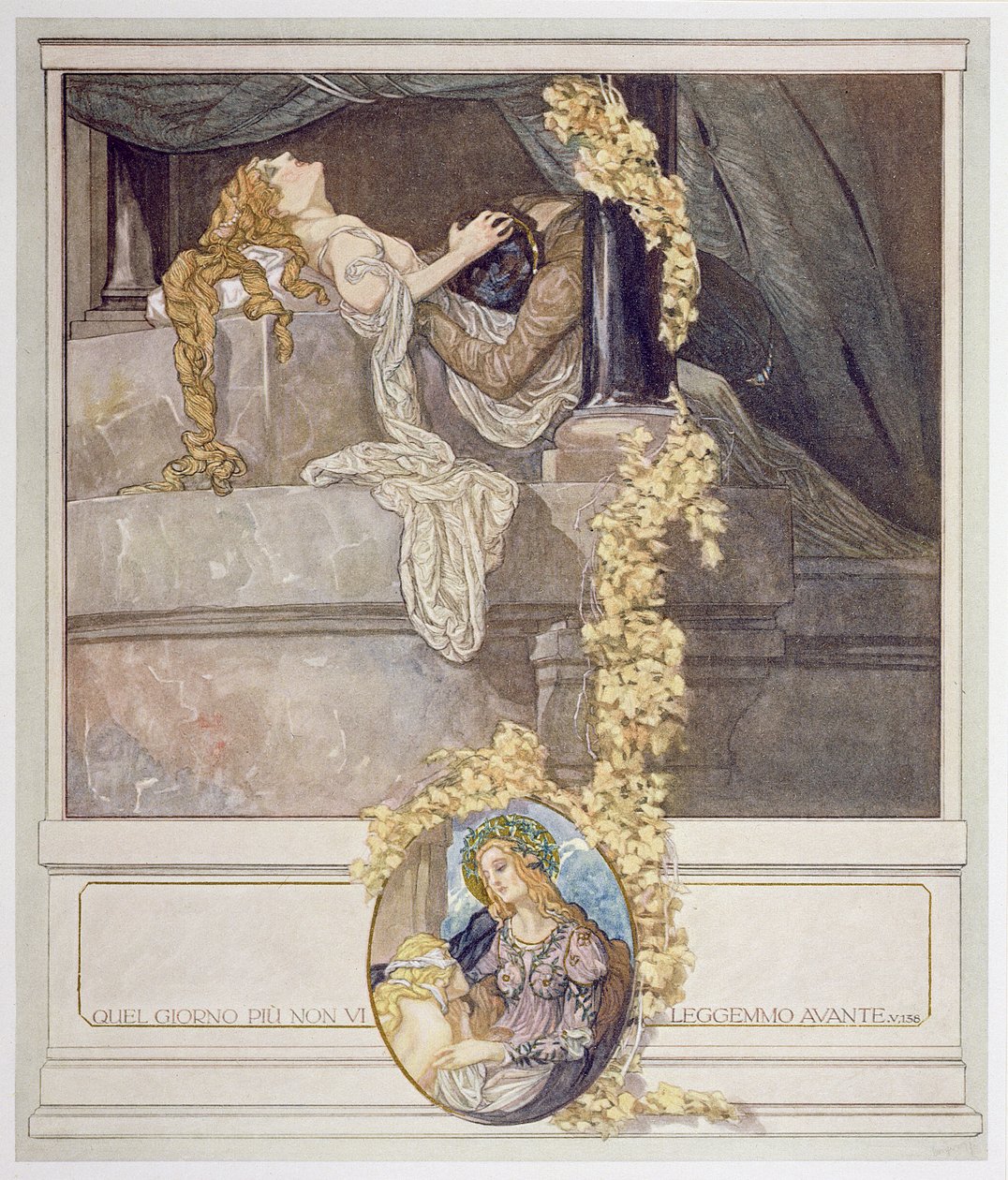 Dante'nin 'İlahi Komedya', Cehennem, Canto V'den bir illüstrasyon by Franz von Bayros (1866 1924)