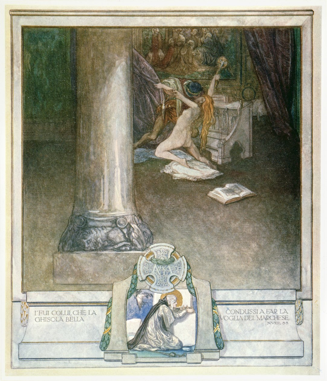 Dante'nin 'İlahi Komedya'sından bir illüstrasyon, Cehennem, XVIII: 55 by Franz von Bayros (1866 1924)