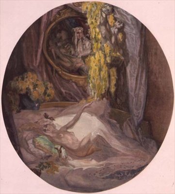 Kadın bir yatakta by Franz von Bayros (1866 1924)