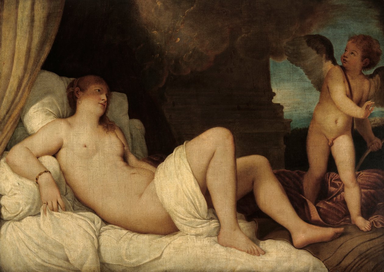 Danae, Titian'ın Napoli'deki tablosundan sonra kopyala by Franz von Lenbach