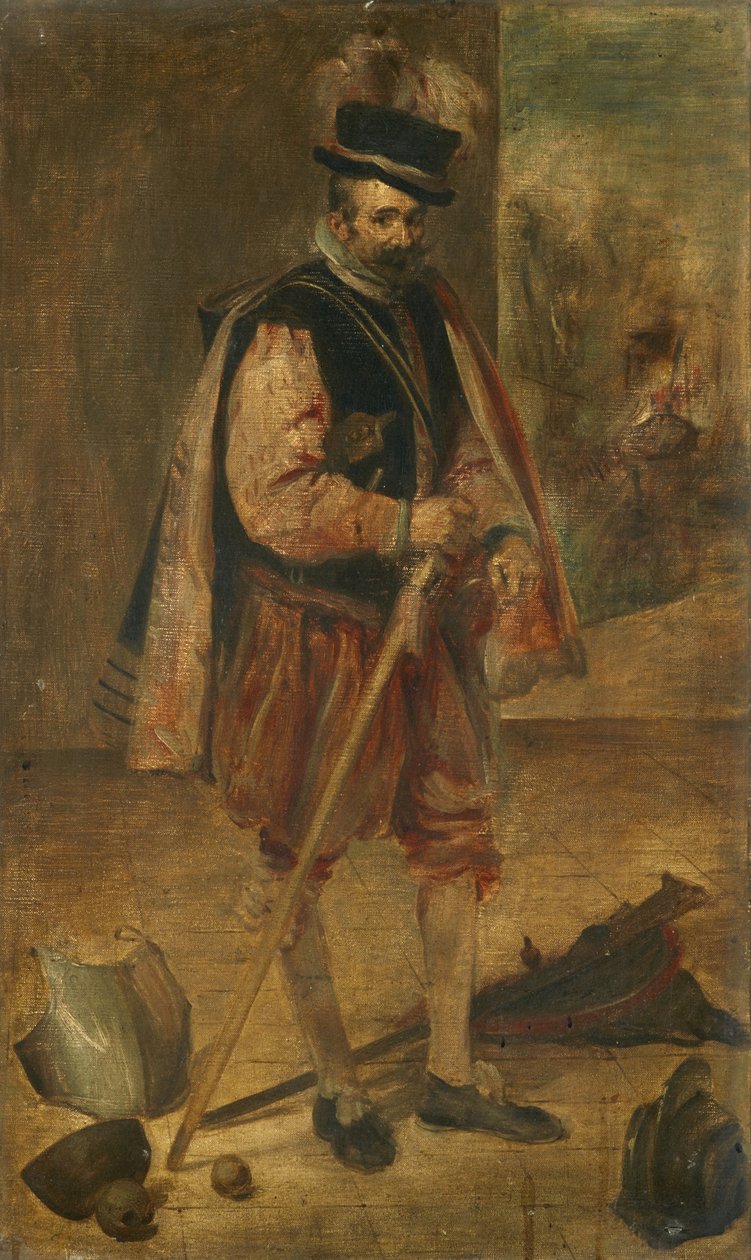 İspanya Kralı IV. Philip'in saray soytarısı, Madrid'de Velázquez'in resminden sonra kopya by Franz von Lenbach