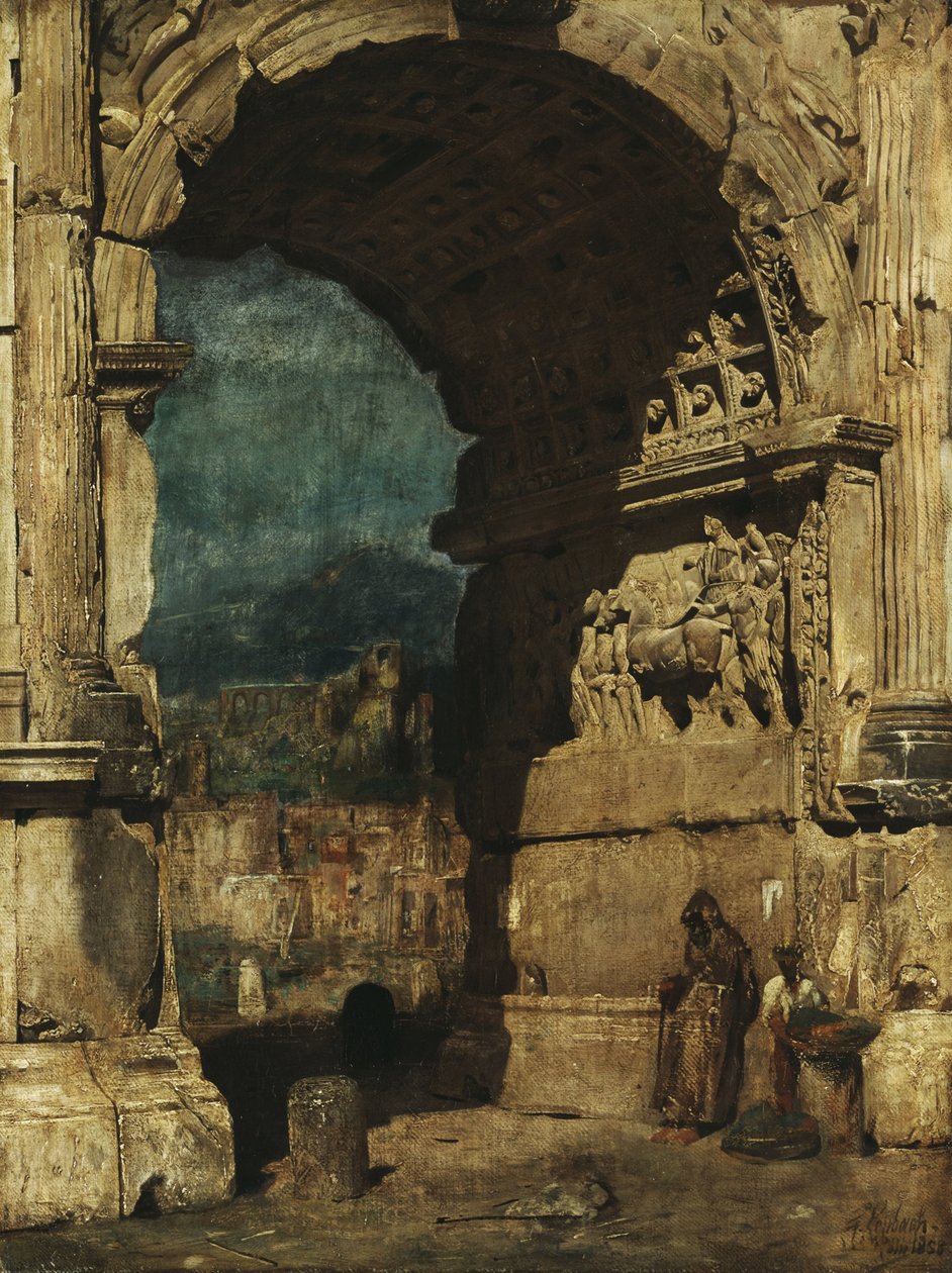Roma'daki Titus Kemeri resmi için çalışma by Franz von Lenbach