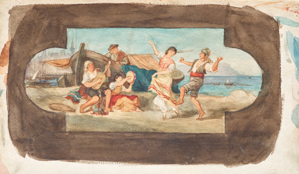 İtalyanların dansı - bir tavan resminin taslağı by Franz von Matsch