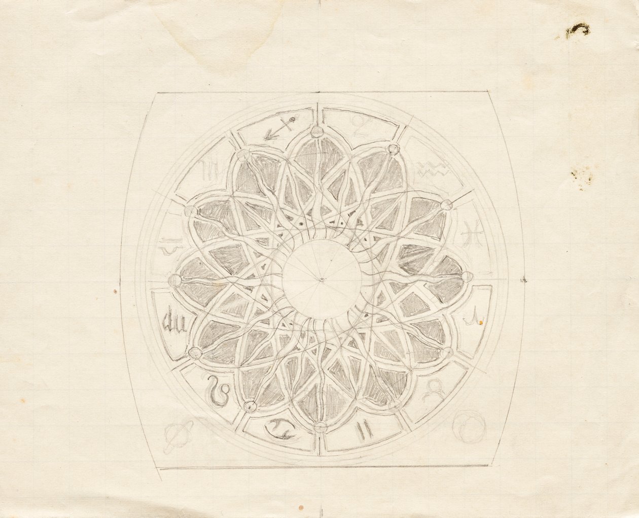 Çapa saatinin kadranı için eskiz (?) by Franz von Matsch