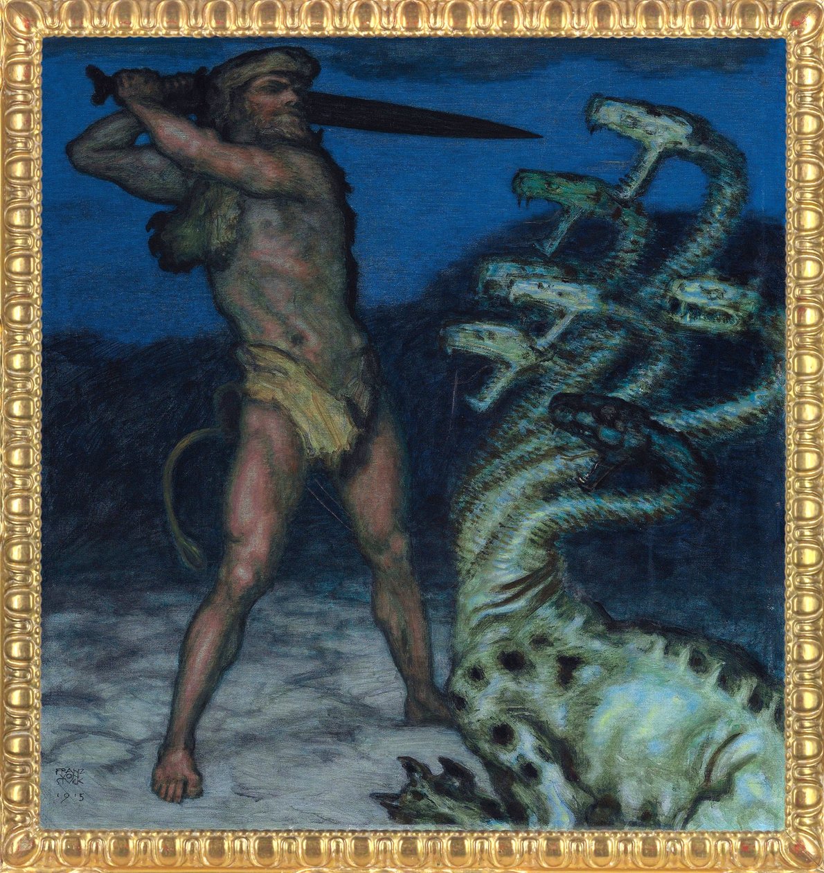 Herkül ve Hydra - Peinture de Franz Ritter von Stuck (1863-1928) - 1915 - Tuval üzerine Syntonos renkleri - Museum Villa Stuck by Franz von Stuck