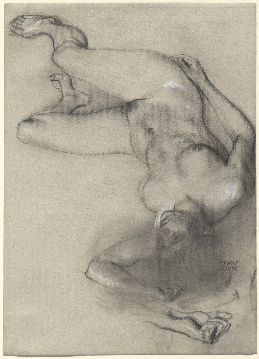 Çıplak Kadın Yerde Yatarken by Franz von Stuck