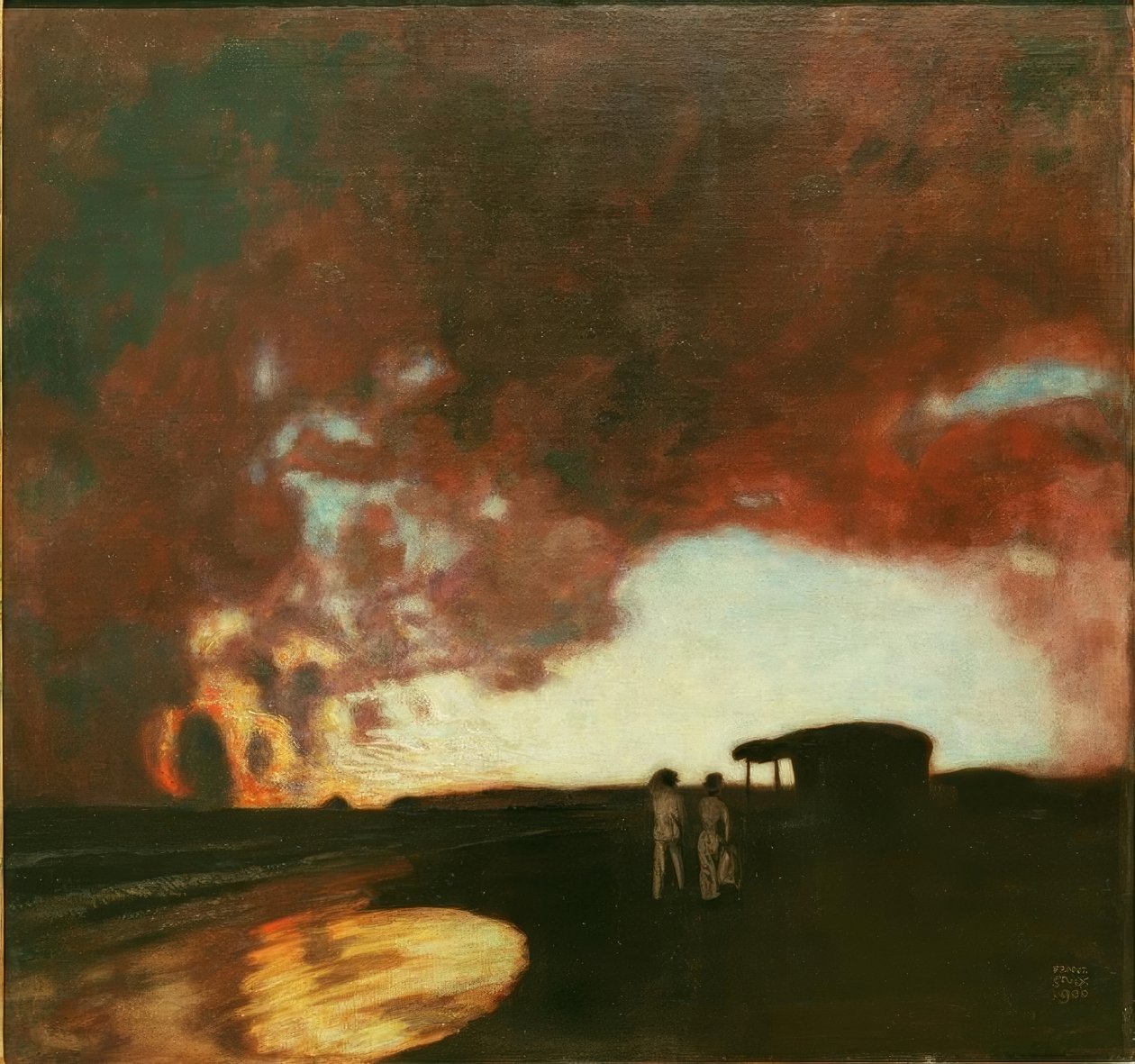 Deniz kenarında gün batımı by Franz von Stuck