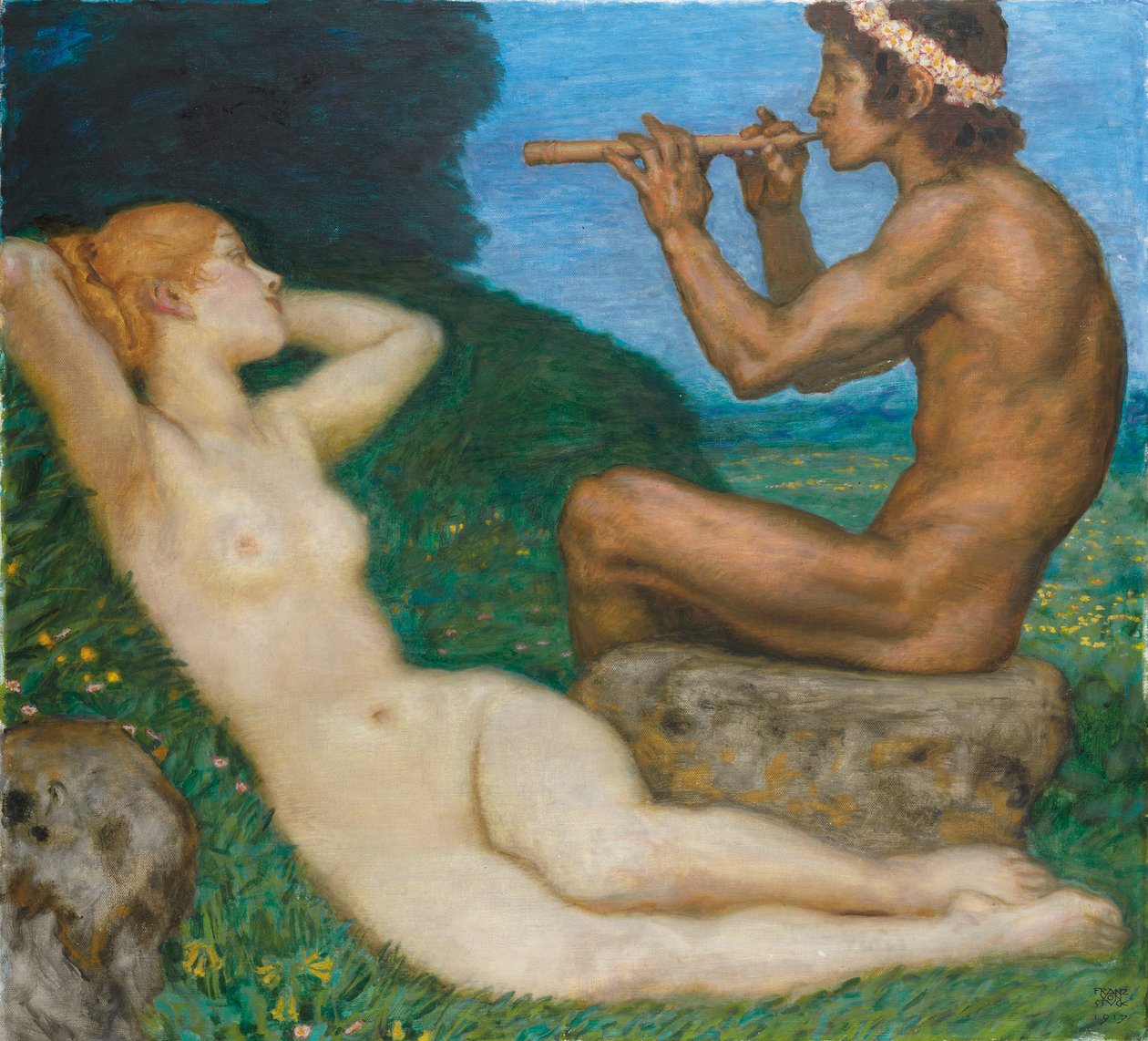 Bahar aşkı; Aşk Baharı, 1917 by Franz von Stuck